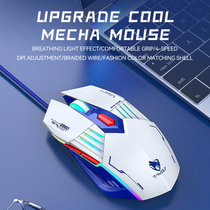 T-WOLF G560 6-keys Cool Breathing Light Gaming Wired Mouse Mechanical Office Silent Mouse