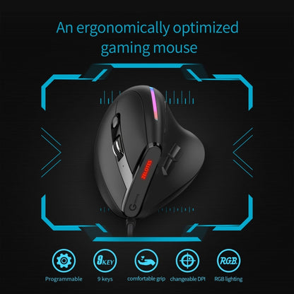 ZELOTES T50 9-Keys RGB Lighting Effect Vertical Grip Ergonomic Programming Wired Mouse, T50