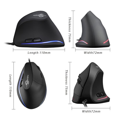 ZELOTES T20 6-Keys Vertical Grip Ergonomic Laptop Wired Mouse, T20