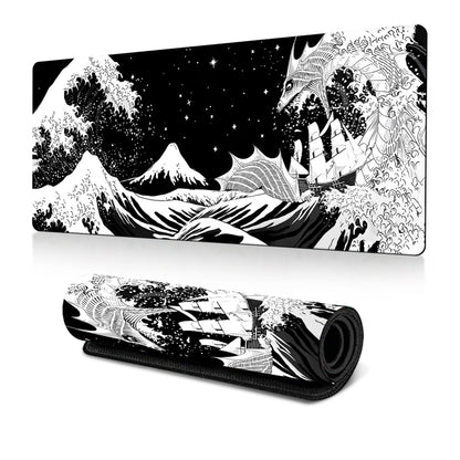 Big Wave Gaming Mouse Pad Non-Slip Rubber Desk Mat, 400x900x2mm, 400x900x3mm