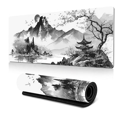 Ink Painting Cherry Blossom Rubber Non-Slip Mouse Pad Desk Mat, 300x600x2mm, 300x700x2mm, 300x800x2mm, 400x900x2mm