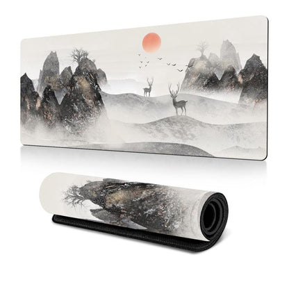 Ink Painting Cherry Blossom Rubber Non-Slip Mouse Pad Desk Mat, 300x600x2mm, 300x700x2mm, 300x800x2mm, 400x900x2mm