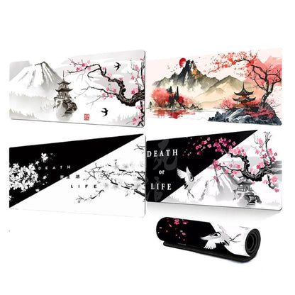 Ink Painting Cherry Blossom Rubber Non-Slip Mouse Pad Desk Mat, 300x600x2mm, 300x700x2mm, 300x800x2mm, 400x900x2mm
