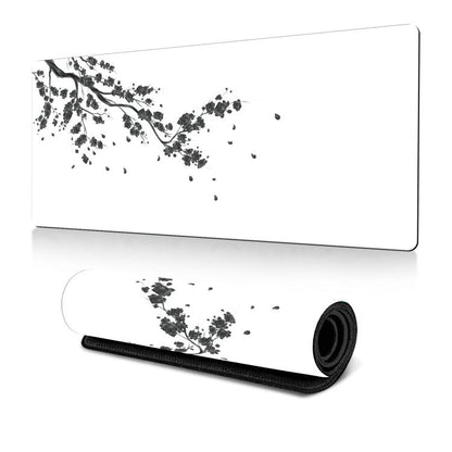 Ink Painting Cherry Blossom Rubber Non-Slip Mouse Pad Desk Mat, 300x600x2mm, 300x700x2mm, 300x800x2mm, 400x900x2mm