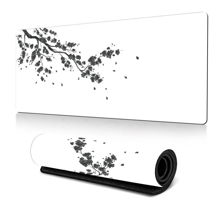 Ink Painting Cherry Blossom Rubber Non-Slip Mouse Pad Desk Mat, 300x600x2mm, 300x700x2mm, 300x800x2mm, 400x900x2mm