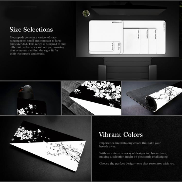 Ink Painting Cherry Blossom Rubber Non-Slip Mouse Pad Desk Mat, 300x600x2mm, 300x700x2mm, 300x800x2mm, 400x900x2mm