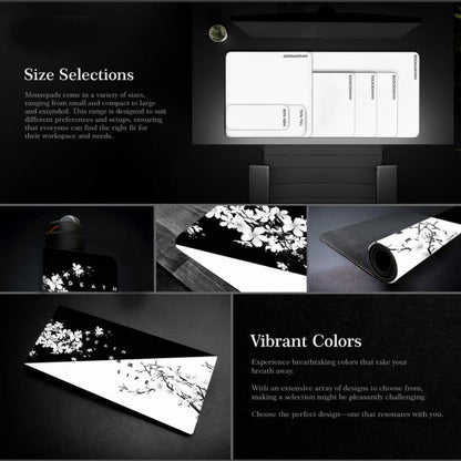 Ink Painting Cherry Blossom Rubber Non-Slip Mouse Pad Desk Mat, 300x600x2mm, 300x700x2mm, 300x800x2mm, 400x900x2mm