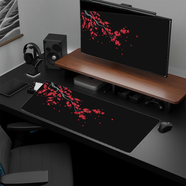 Ink Painting Cherry Blossom Rubber Non-Slip Mouse Pad Desk Mat, 300x600x2mm, 300x700x2mm, 300x800x2mm, 400x900x2mm