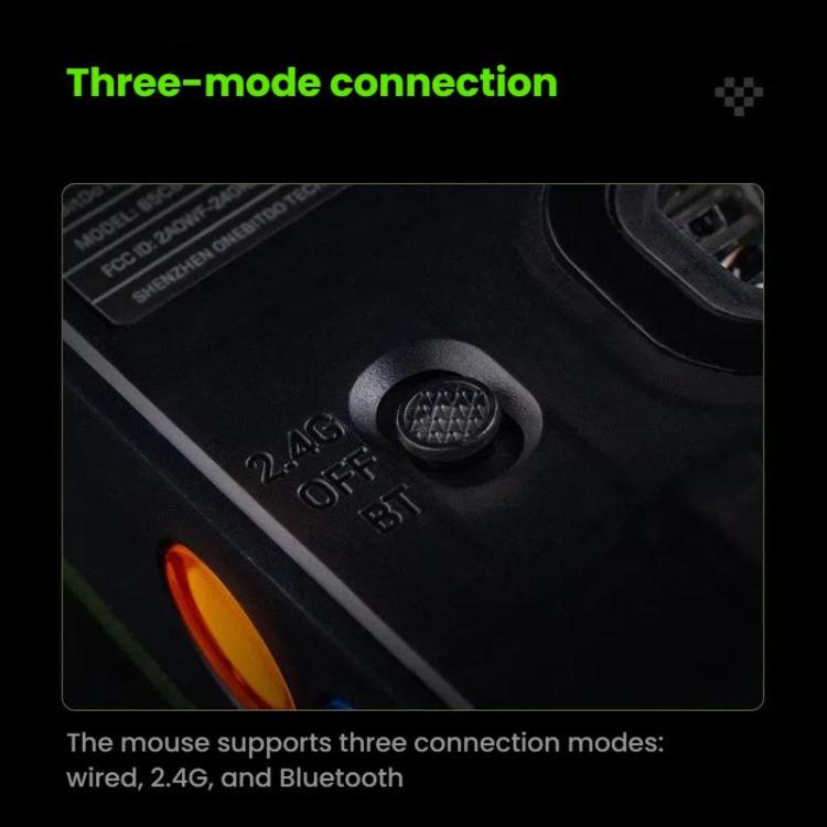 8BitDo Retro R8 Green Translucent Wireless Mouse With Charging Base, Green Translucent Mouse