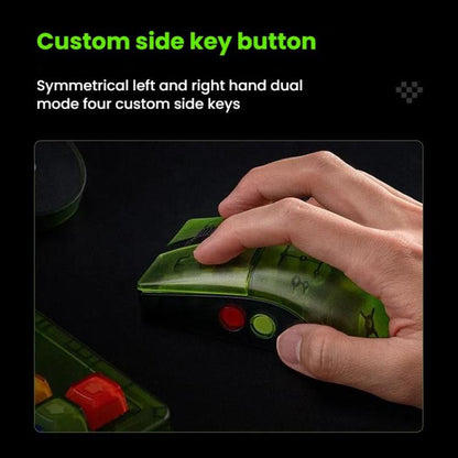 8BitDo Retro R8 Green Translucent Wireless Mouse With Charging Base, Green Translucent Mouse