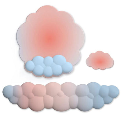 3pcs / Set Cloudy Gradient Memory Foam Silicone Wrist And Keyboard Mouse Pad