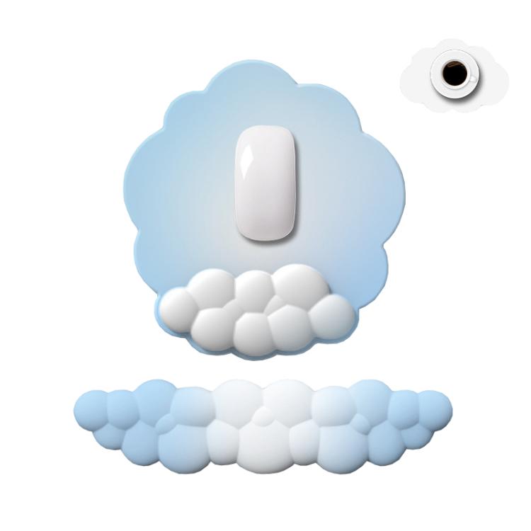 3pcs / Set Cloudy Gradient Memory Foam Silicone Wrist And Keyboard Mouse Pad