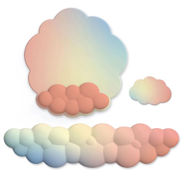 3pcs / Set Cloudy Gradient Memory Foam Silicone Wrist And Keyboard Mouse Pad