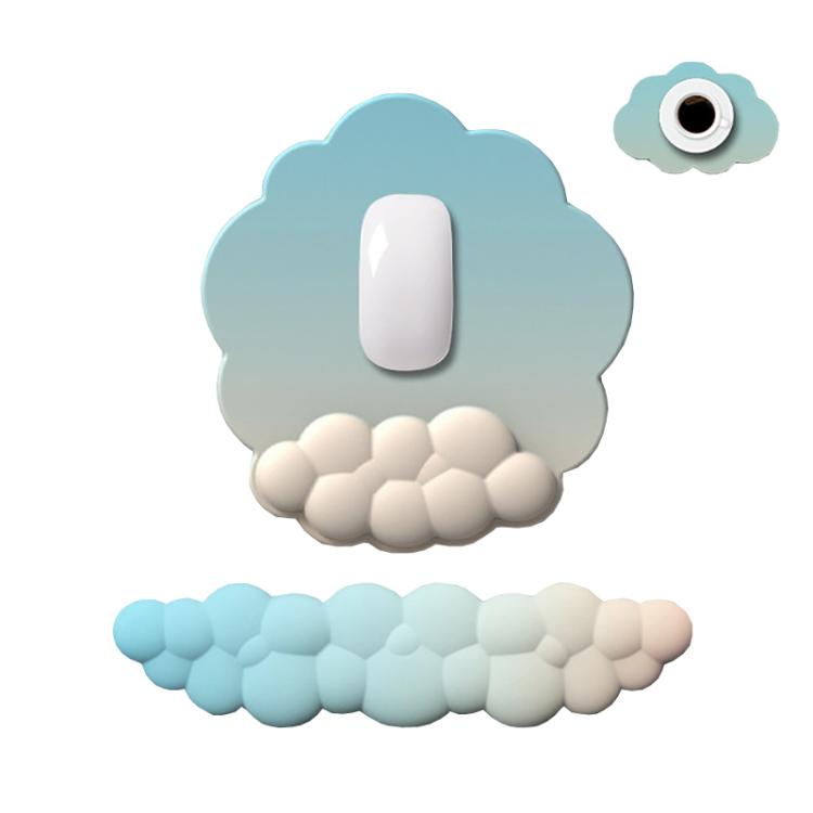 3pcs / Set Cloudy Gradient Memory Foam Silicone Wrist And Keyboard Mouse Pad