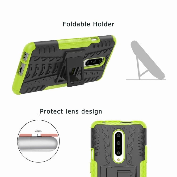 Tire Texture TPU+PC Shockproof Phone Case for OnePlus 7, with Holder, For OnePlus 7